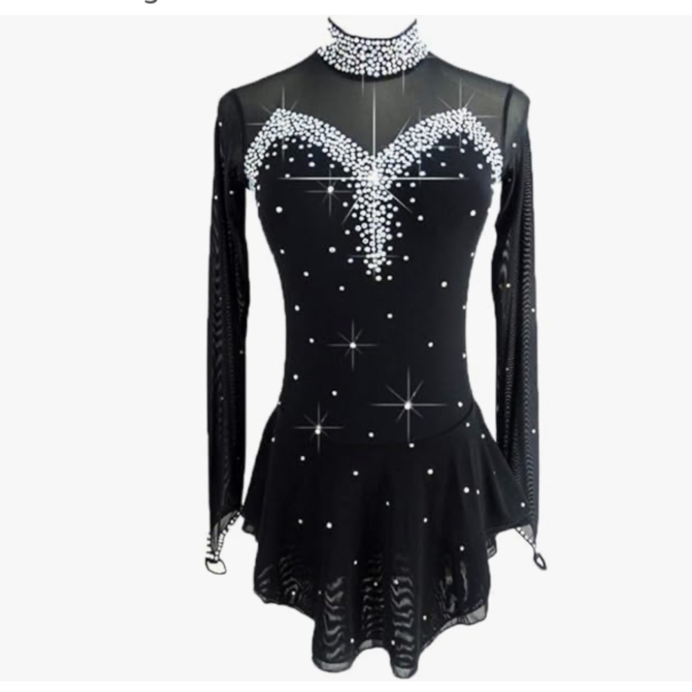 LIUHUO Figure Skating Backless Long-Sleeved Beaded Dress